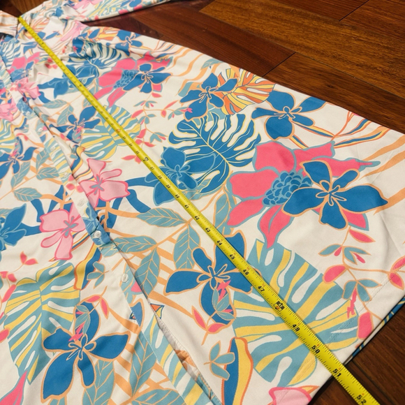 NWT Tolani Blue Tropica Maxi Dress Size:S Pocket Floral Button Front Long Sleeve - Picture 7 of 15